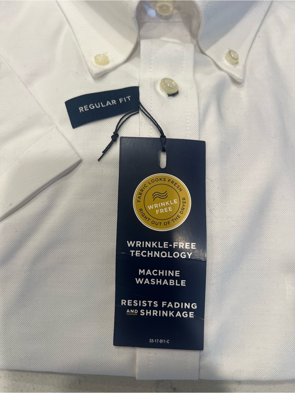 NWT Stafford Men's Short Sleeve Oxford Dress Shirt in White - Regular fit 17.5 - Picture 2 of 6